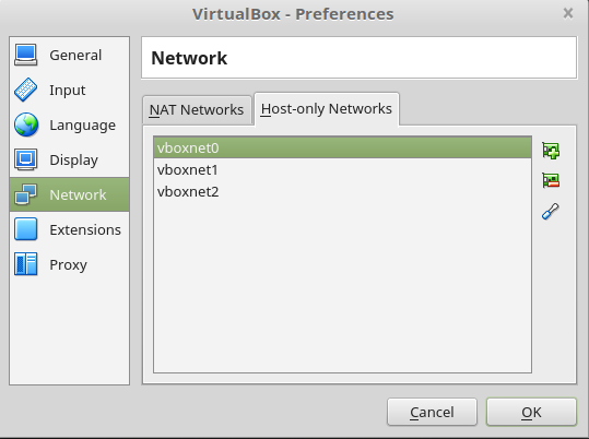 Host-Only networks settings VirtualBox
